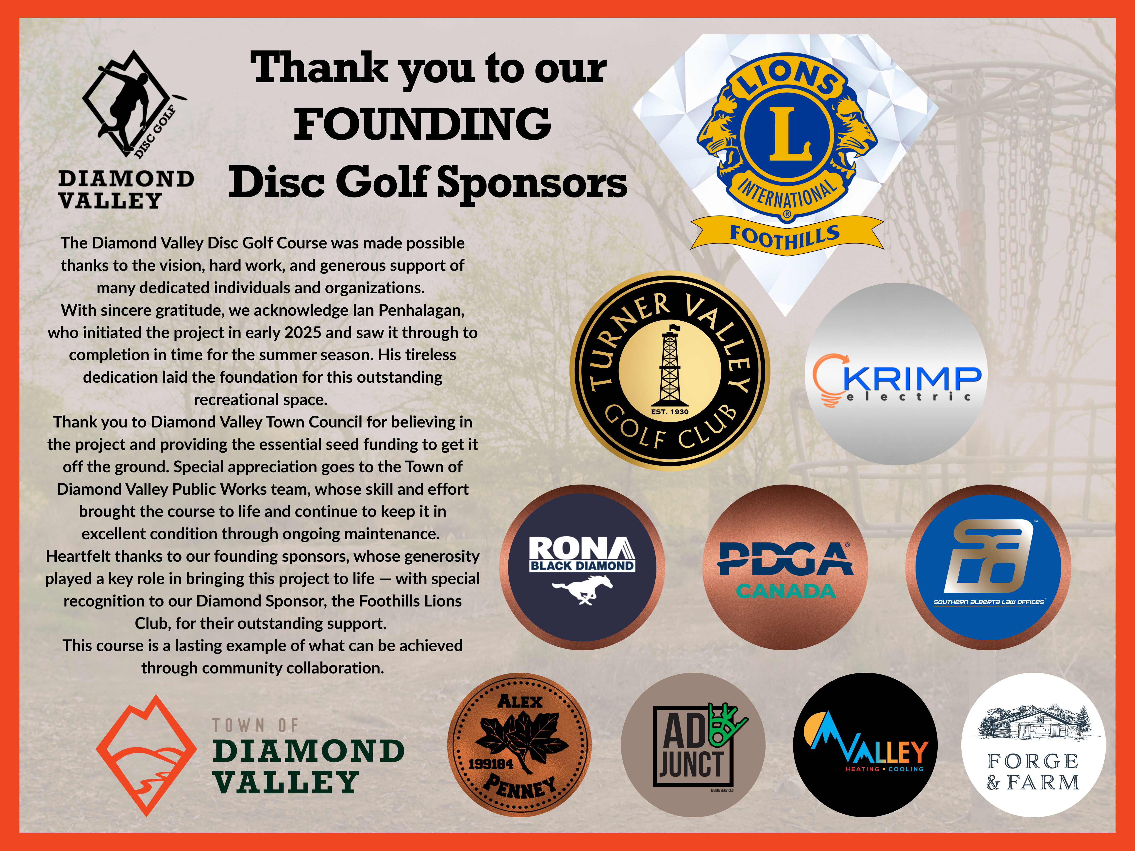 Sponsor Acknowledgement Sign Disc Golf v6 (48 x 36 in)